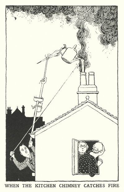 Kiedy kominek kuchenny zapali się (lito) autorstwa William Heath Robinson