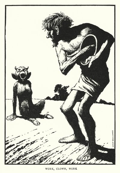 Praca, klaun, praca (lito) autorstwa William Heath Robinson