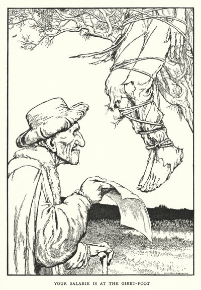 Twoja pensja jest u stóp szubienicy (litho) autorstwa William Heath Robinson