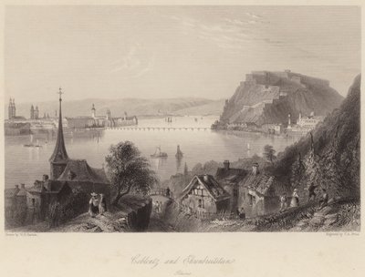 Coblentz i Ehrenbreitstein (grawerowanie) autorstwa William Henry (after) Bartlett