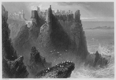 Zamek Dunluce (rycina) autorstwa William Henry (after) Bartlett
