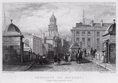Wejście do Bristolu od strony London Road (grawerowanie) autorstwa William Henry (after) Bartlett
