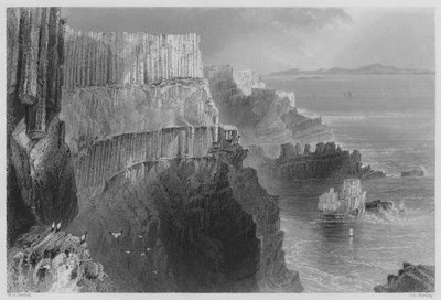 Pleasing Cliff, w pobliżu Grobli Olbrzyma, hrabstwo Antrim (rycina) autorstwa William Henry (after) Bartlett