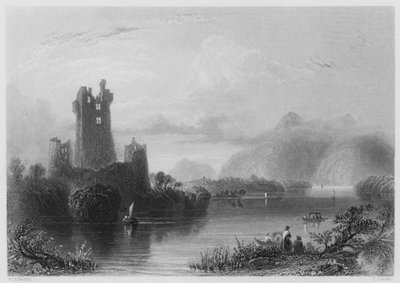 Ross Castle, Killarney (grawerowanie) autorstwa William Henry (after) Bartlett