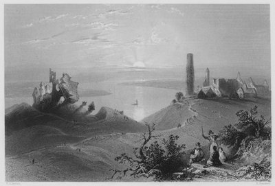 Siedem kościołów Clonmacnoise, nad Shannon (rycina) autorstwa William Henry (after) Bartlett