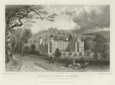 Audley End, Essex, siedziba Lorda Braybrooke autorstwa William Henry Bartlett