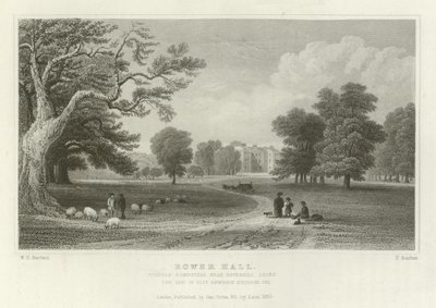 Bower Hall, Steeple Bumpstead, niedaleko Haverhill, Essex, siedziba Elly Anderson Stephens, Esquire autorstwa William Henry Bartlett