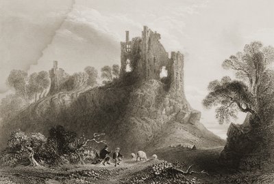 Zamek Carrigogunnell, niedaleko Limerick, hrabstwo Limerick, Irlandia, z „Krajobrazy i starożytności Irlandii” George