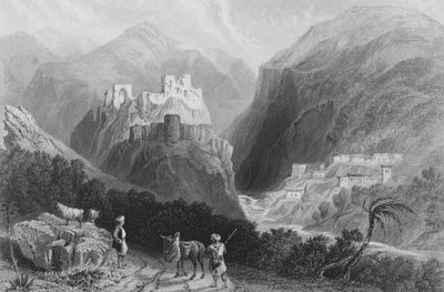 Zamek na górze Amana, niedaleko Khan Karamont autorstwa William Henry Bartlett