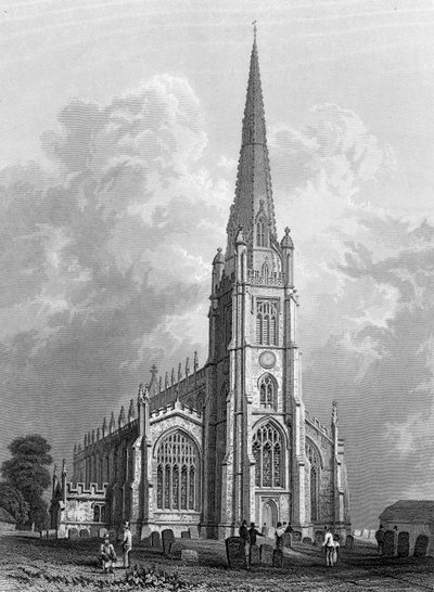 Kościół Najświętszej Marii Panny, Saffron Walden, rytowany przez Roberta Sandsa, 1832 autorstwa William Henry Bartlett
