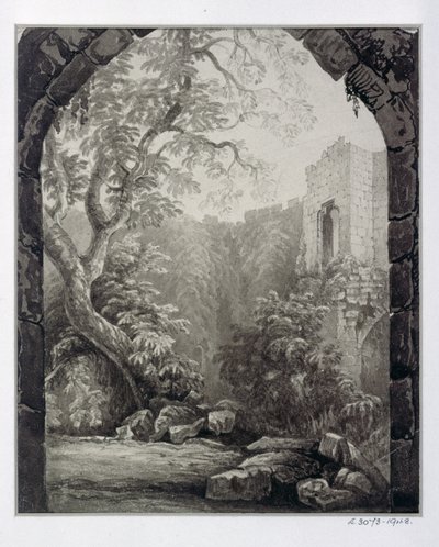 Cliffords Tower, York, wnętrze, 1827 r. autorstwa William Henry Bartlett