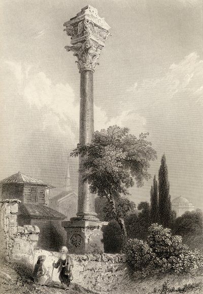 Kolumna Marcjana, Stambuł, Turcja, ryty H. Adlard autorstwa William Henry Bartlett