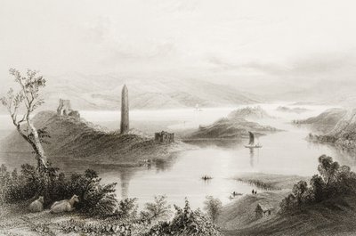 Wyspa Devenish, hrabstwo Fermanagh, Irlandia, z „Krajobrazy i starożytności Irlandii” George