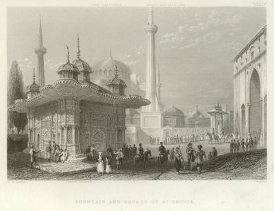 Fontanna i plac św Zofii, Konstantynopol autorstwa William Henry Bartlett