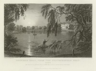 Gosfield Hall, z Weathersfield Road, Essex, siedziba EG Barnarda, Esquire autorstwa William Henry Bartlett