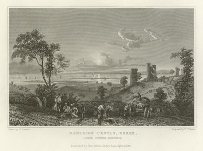 Zamek Hadleigh, Essex, patrząc w kierunku Sheerness autorstwa William Henry Bartlett