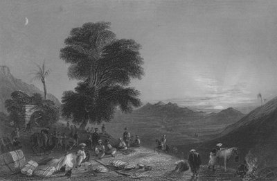 Zatrzymanie karawany na pustyni Girgola, w pobliżu góry Amanus autorstwa William Henry Bartlett