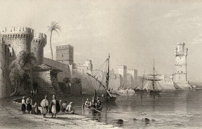 Port Rodos, Grecja, ryty J.C. Armytage (1820-97) autorstwa William Henry Bartlett