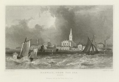 Harwich, od morza, Essex autorstwa William Henry Bartlett
