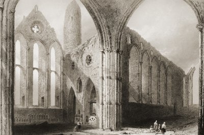 Wnętrze opactwa Hore, The Rock of Cashel, County Tipperary, Irlandia, z „Scenery and Antiquities of Ireland” George