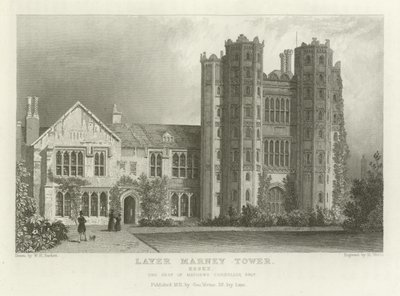 Layer Marney Tower, Essex, siedziba Mathewsa Corsellisa, Esquire autorstwa William Henry Bartlett