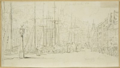 Patrząc wzdłuż Broad Quay z tarczy (ołówek na papierze) autorstwa William Henry Bartlett