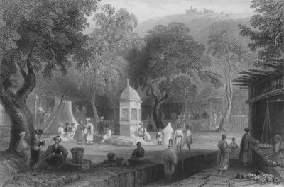 Scena targowa i fontanna, Antioch autorstwa William Henry Bartlett