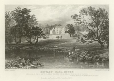 Mistley Hall, Essex, rezydencja czcigodnego Charlesa Mannersa Suttona, przewodniczącego Izby Gmin. autorstwa William Henry Bartlett
