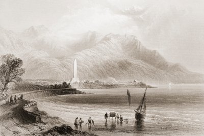 Pomnik generała Rossa w Rosstrevor, County Down, Irlandia Północna, z „Krajobrazy i starożytności Irlandii”, George Virtue, 1860 (rycina) autorstwa William Henry Bartlett