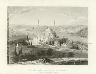 Meczet i grobowiec Sulejmana, Konstantynopol autorstwa William Henry Bartlett