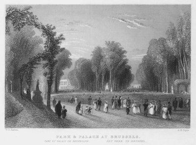 Park i Pałac w Brukseli (grafika) autorstwa William Henry Bartlett