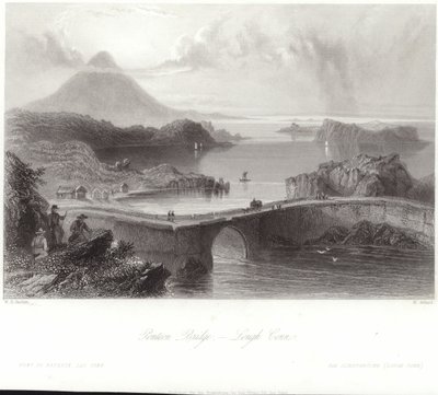 Most Pontonowy na Lough Conn autorstwa William Henry Bartlett