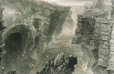 Puffin Hole w Kilkee, hrabstwo Clare, Irlandia, z „Krajobrazy i antyków w Irlandii” George