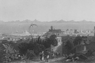 Rodos, z wysokości, w pobliżu willi Sir Sidneya Smitha autorstwa William Henry Bartlett