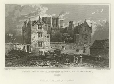 Widok południowy na Eastbury House, w pobliżu Barking, Essex autorstwa William Henry Bartlett