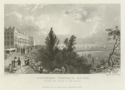Southend Terrace, Essex, ukazujący Usta Tamizy autorstwa William Henry Bartlett