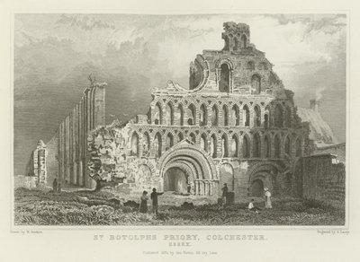 Klasztor św Botolpha, Colchester, Essex autorstwa William Henry Bartlett