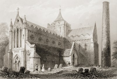 Katedra św Canice, Kilkenny, Hrabstwo Kilkenny, Irlandia, z „Krajobrazy i starożytności Irlandii” George