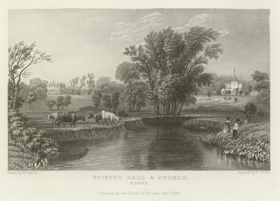 Stisted Hall and Church, Essex autorstwa William Henry Bartlett