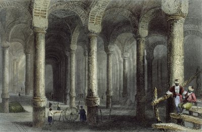 Cysterna Bin-Veber-Direg, czyli Tysiąc i Jeden, Stambuł, rytowana przez J. Cartera, ok. 1850 (akwatinta) autorstwa William Henry Bartlett
