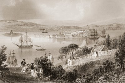 Zatoka Cork (obecnie Cobh), hrabstwo Cork, Irlandia, z „Krajobrazy i starożytności Irlandii” George