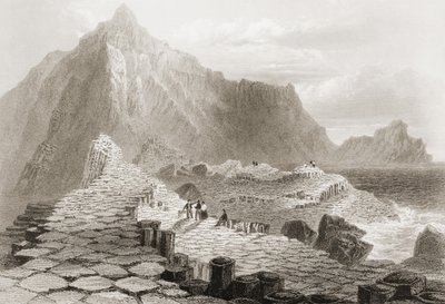 Grobla Olbrzyma, hrabstwo Antrim, Irlandia, z „Krajobrazy i starożytności Irlandii” George