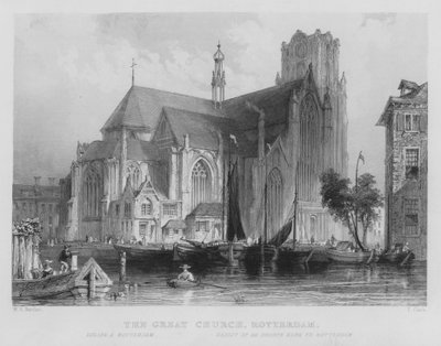 Wielki Kościół, Rotterdam (rycina) autorstwa William Henry Bartlett