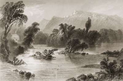 Spotkanie wody, Vale of Avoca, hrabstwo Wicklow, z „Krajobrazy i starożytności Irlandii” George Virtue, 1860 autorstwa William Henry Bartlett