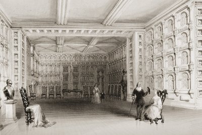 The Oak Room, Zamek Malahide, hrabstwo Dublin, Irlandia, z "Scenery and Antiquities of Ireland" George Virtue, lata 60-te XIX wieku autorstwa William Henry Bartlett