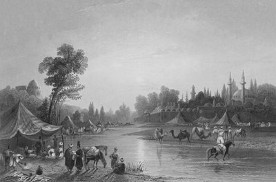 Rzeka Barrada, starożytna Pharpar, rzeka Damaszku autorstwa William Henry Bartlett