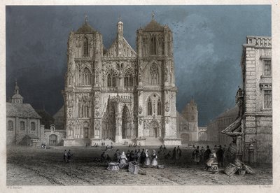 Katedra lub kopuła Świętego Piotra w Ratyzbonie (Regensburg). ok. 1830 (Grawerowanie) autorstwa William Henry Bartlett