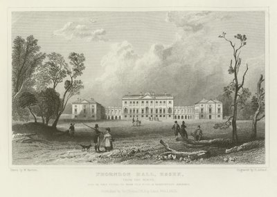 Thorndon Hall, Essex, od północy, siedziba Lorda Petrie autorstwa William Henry Bartlett