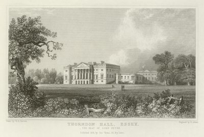 Thorndon Hall, Essex, siedziba Lorda Petre autorstwa William Henry Bartlett