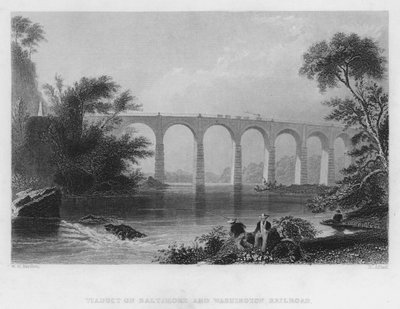 Wiadukt na Baltimore i Washington Railroad (grawerowanie) autorstwa William Henry Bartlett